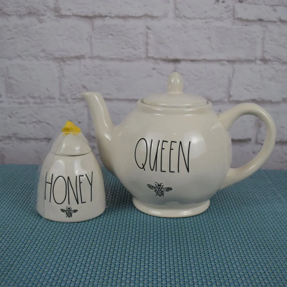 New Rae Dunn Teapot & Honey Pot Gift Set Boxed Farmhouse Kitchen